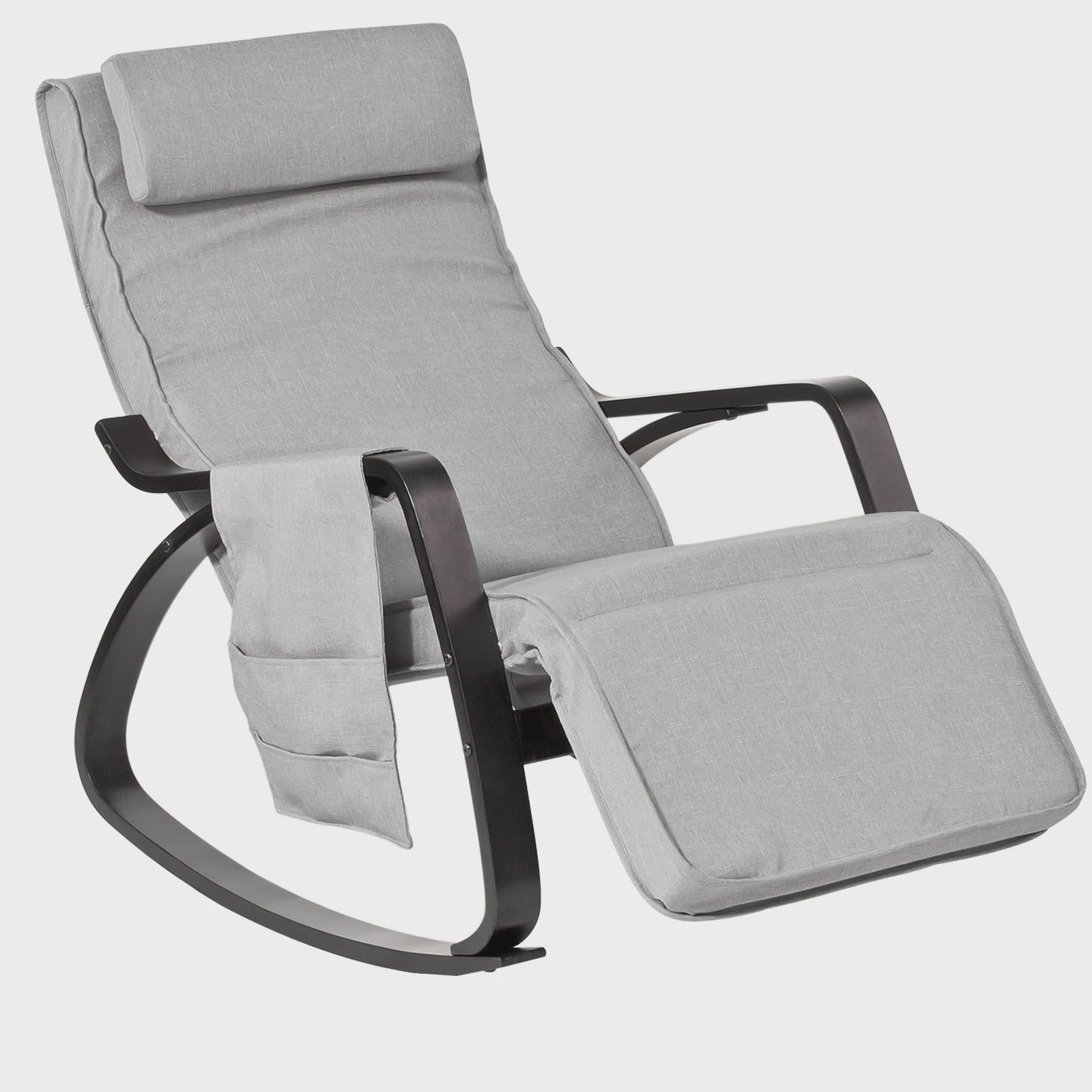 Verstelbare Schommelstoel met Voetensteun en Zijvak - Comfortabele Relaxfauteuil