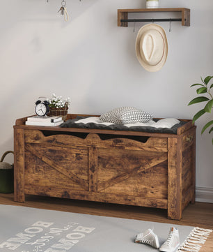 Robuuste Houten Opbergkist met Lift-Top - Landelijk Bruin