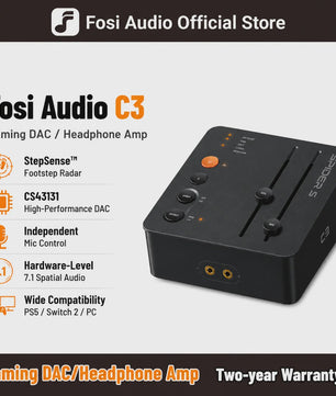 Fosi Audio C3 Gaming DAC & Headphone Amplifier - Verbeter Voetstappen Geluid voor PC/PS5 met USB Sound Card