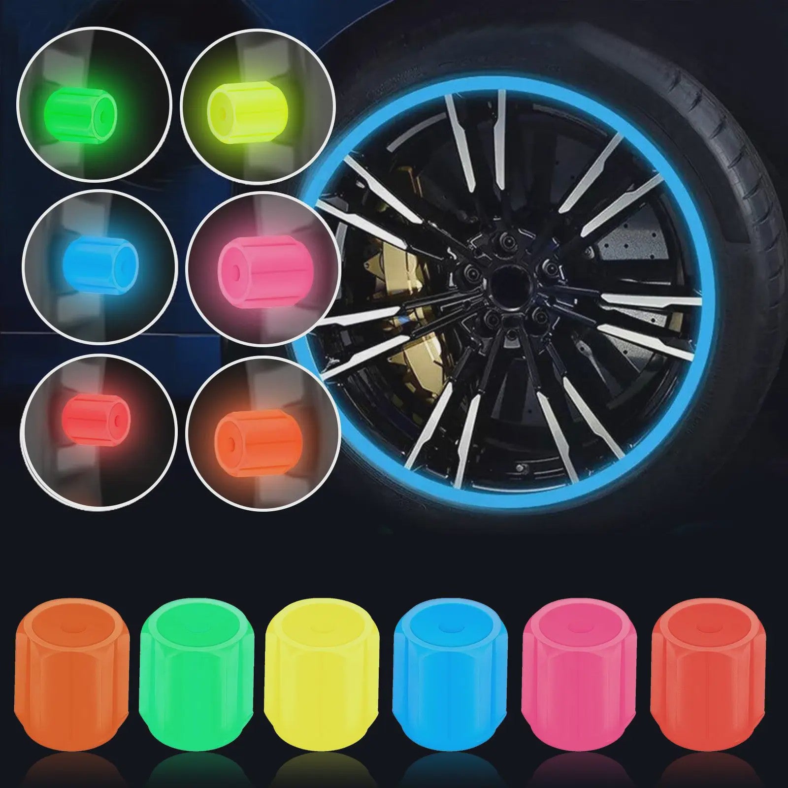 Lichtgevende Ventieldopjes - Glow in the Dark - Universeel voor Auto, Motor & Fiets