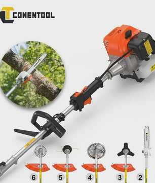 CONENTOOL 6-in-1 Benzine Bosmaaier met Kettingzaag & Heggenschaar - 52cc Krachtig Tuingereedschap