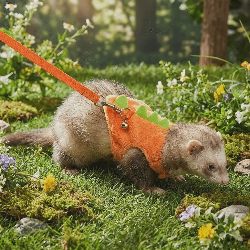 Veilig en Comfortabel Dinosaurusharnas met Riem voor Fretten, Hamsters en Cavia's