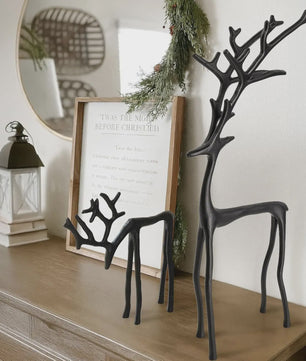 Klassiek Zwart Herten Beeldje - Elegante Kerstboomtopper & Jaarrond Decoratie