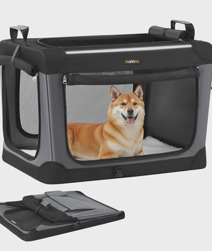 FEANDREA Opvouwbare Honden Transportbox - Oxford Stof, 4 Mesh Deuren, Medium Honden, Zwart