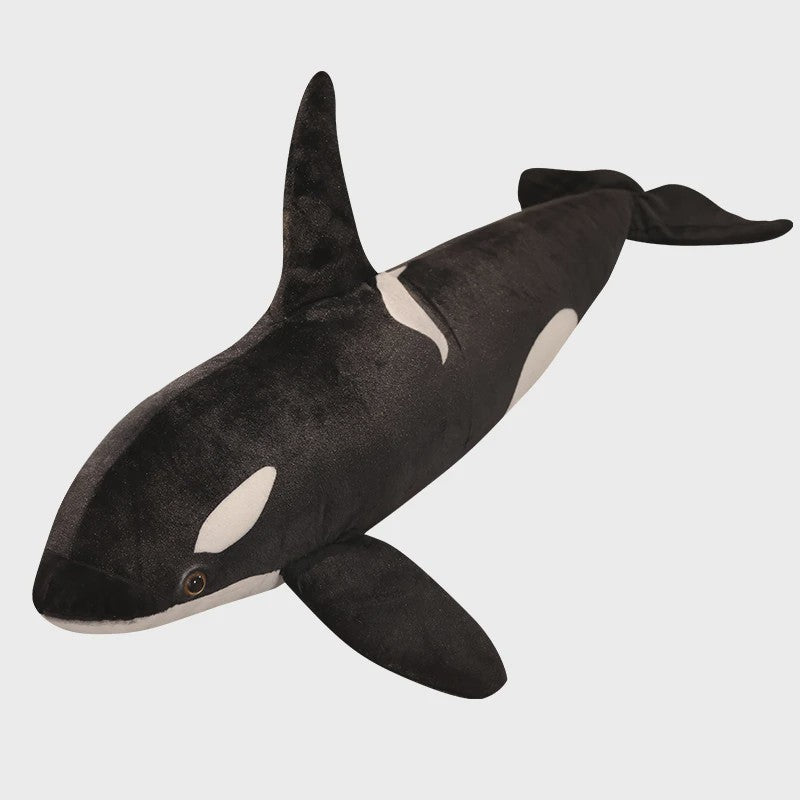Grote Knuffel Orka - Levensechte Zwarte Zwaardwalvis Pluche Speelgoed