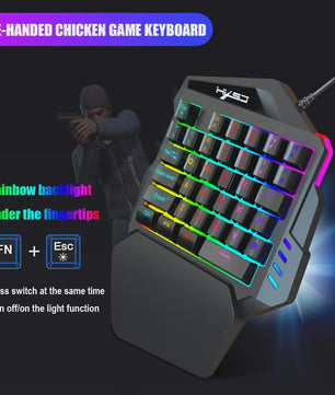 Ergonomisch Eénhandig Gaming Toetsenbord - Compact 35-Key Design met RGB Verlichting en Polssteun