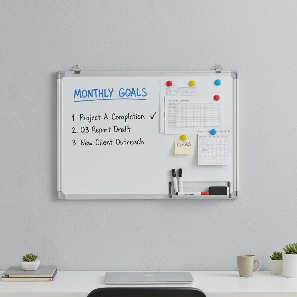 Magnetisch Whiteboard 80x60 cm met Aluminium Frame - Ideaal voor Kantoor en Thuis