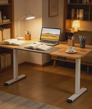 Elektrisch Zit-Sta Bureau 140x70cm Natuurlijk Hout - Ergonomisch Verstelbaar Bureau