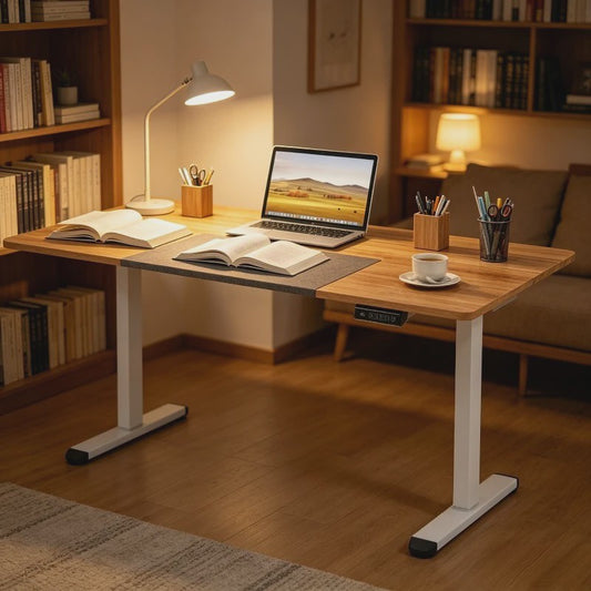 Elektrisch Zit-Sta Bureau 140x70cm Natuurlijk Hout - Ergonomisch Verstelbaar Bureau
