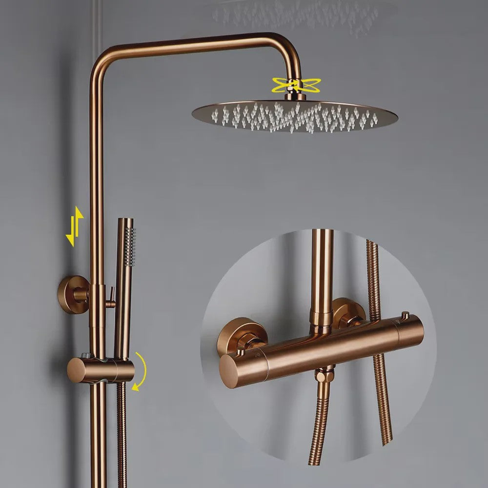 Thermostatische Douchekraan met Regendouche en Handdouche - Massief Messing