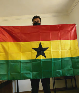 Grote Ghanese Vlag 150x90cm - Duurzaam Polyester, Dubbel Gestikt