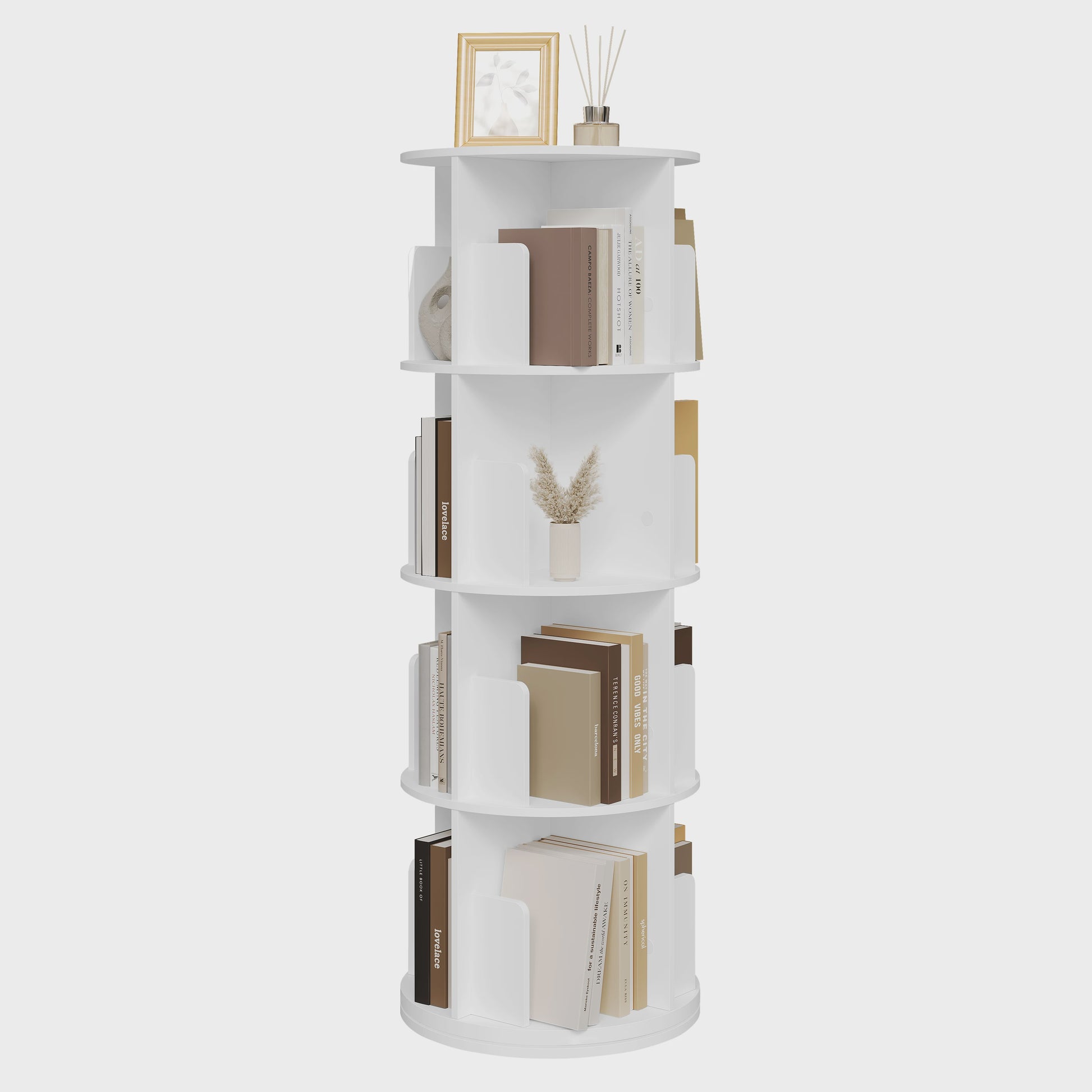 Draaibare Boekenkast 4 Niveaus - 360° Rotatie - Hoekdisplay - Woonkamer, Kantoor