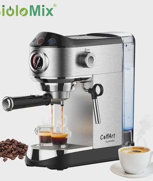 BioloMix Espressomachine 20 Bar RVS met Stoompijpje - Semi-Automatisch