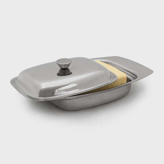 Boterdoos met Handvat - Roestvrij Staal Look - Vaatwasserbestendig - 250g Boter