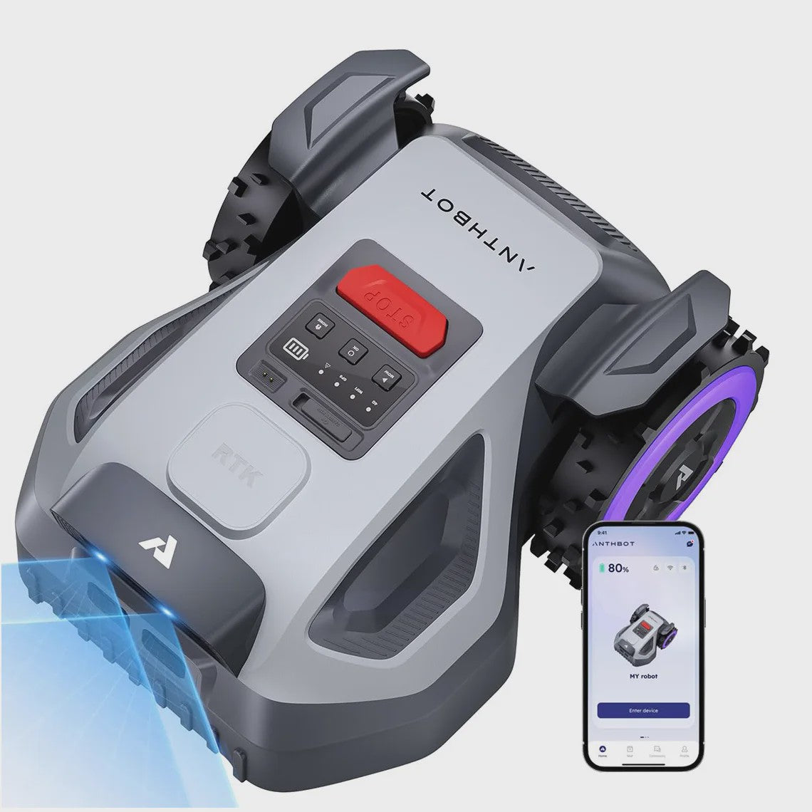 ANTHBOT M9 Robotmaaier: Draadloze RTK+Vision grasmaaier met AI, app-bediening en multi-zone mapping