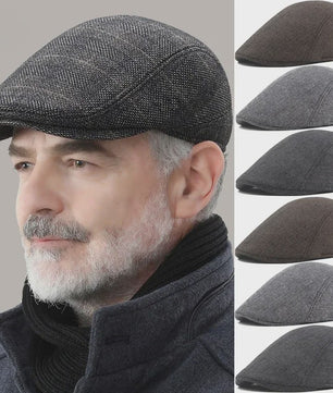 Herfst Winter Heren Flat Cap Wol Blend - Klassieke Baker Boy Pet met Visgraatpatroon