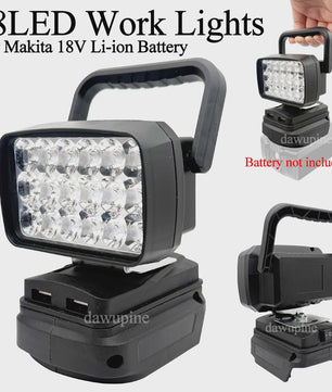 Draagbare 18W LED Werkspot met USB Powerbank voor Makita 18V Batterijen