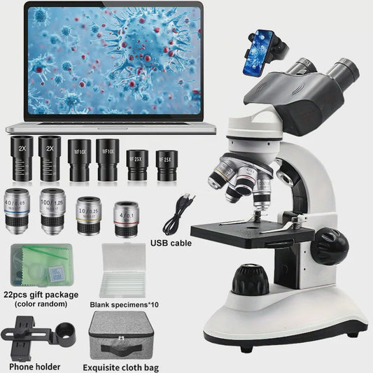 Professioneel Binoculair Optisch Microscoop (40x-5000x) met LED Verlichting en 4-Hole Revolver