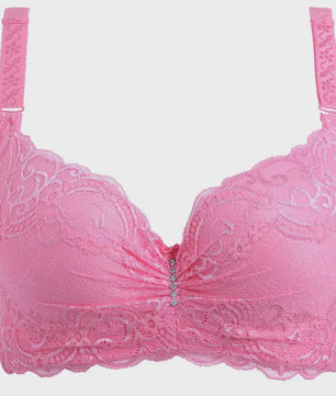 Comfortabele Plus Size Lace Push-Up BH met Brede Zijband en 4-Rij Sluiting