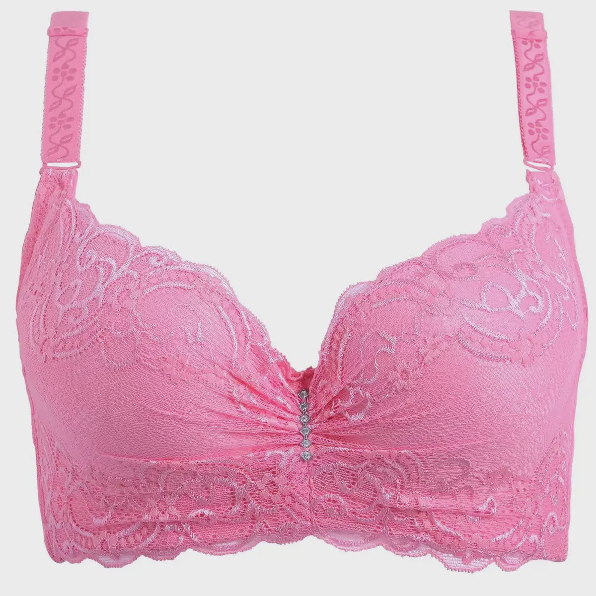 Comfortabele Plus Size Lace Push-Up BH met Brede Zijband en 4-Rij Sluiting