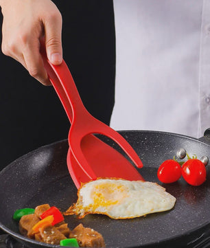 2-in-1 Spatel Tang: Grip & Flip voor Eieren, Vis en Meer
