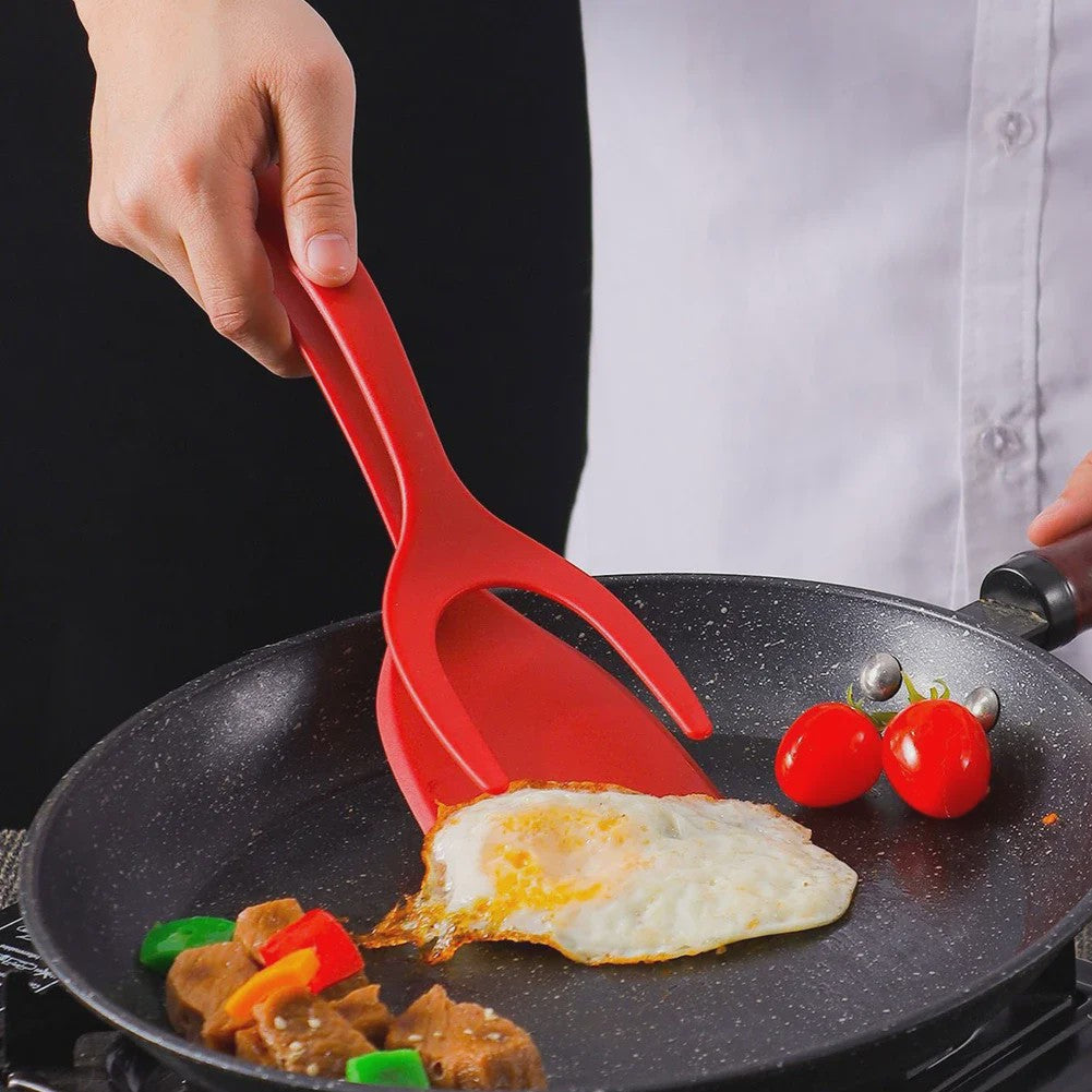 2-in-1 Spatel Tang: Grip & Flip voor Eieren, Vis en Meer