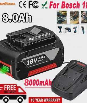Bosch 18V 8.0Ah Li-ion Accu - Krachtige Vervanging voor GBA, GSR, GSB Power Tools