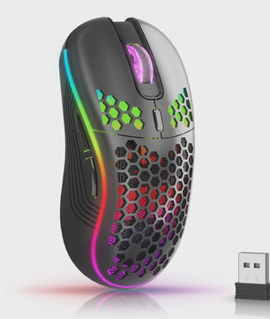 Draadloze RGB Honeycomb Muis - Lichtgewicht, Oplaadbaar & Instelbare DPI