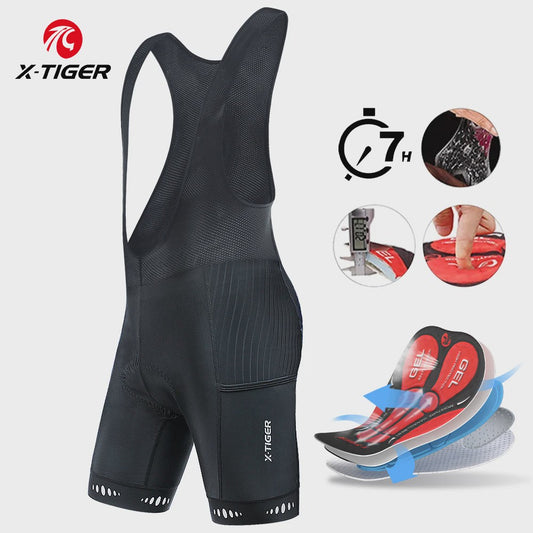 X-TIGER Heren Fietsbibshort met 5D Gel Padding en Zakken - Comfortabel & Veilig Fietsen