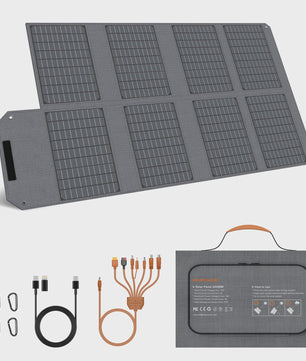 MHPOWOS 80W Opvouwbaar Zonnepaneel - Draagbare Powerbank met 4 Poorten & 7-in-1 Kabel voor Noodstroom