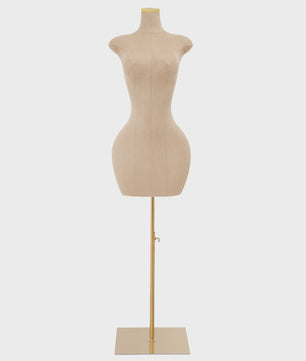 Verstelbare Dames Paspop Torso met Gouden Metalen Standaard - Ideaal voor Kledingpresentatie en Maatwerk