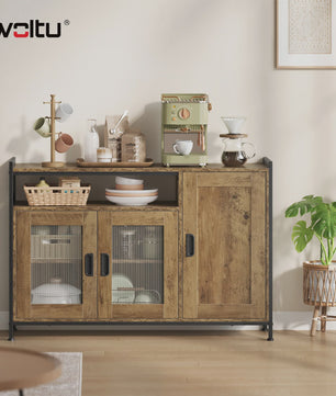 Stijlvolle Houten Keukenkast met 3 Deuren en Verstelbare Planken - 110x75x33cm