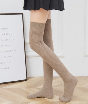 Dames Hoge Sokken Wol Blend - Ribgebreid, Warm & Zacht voor de Winter