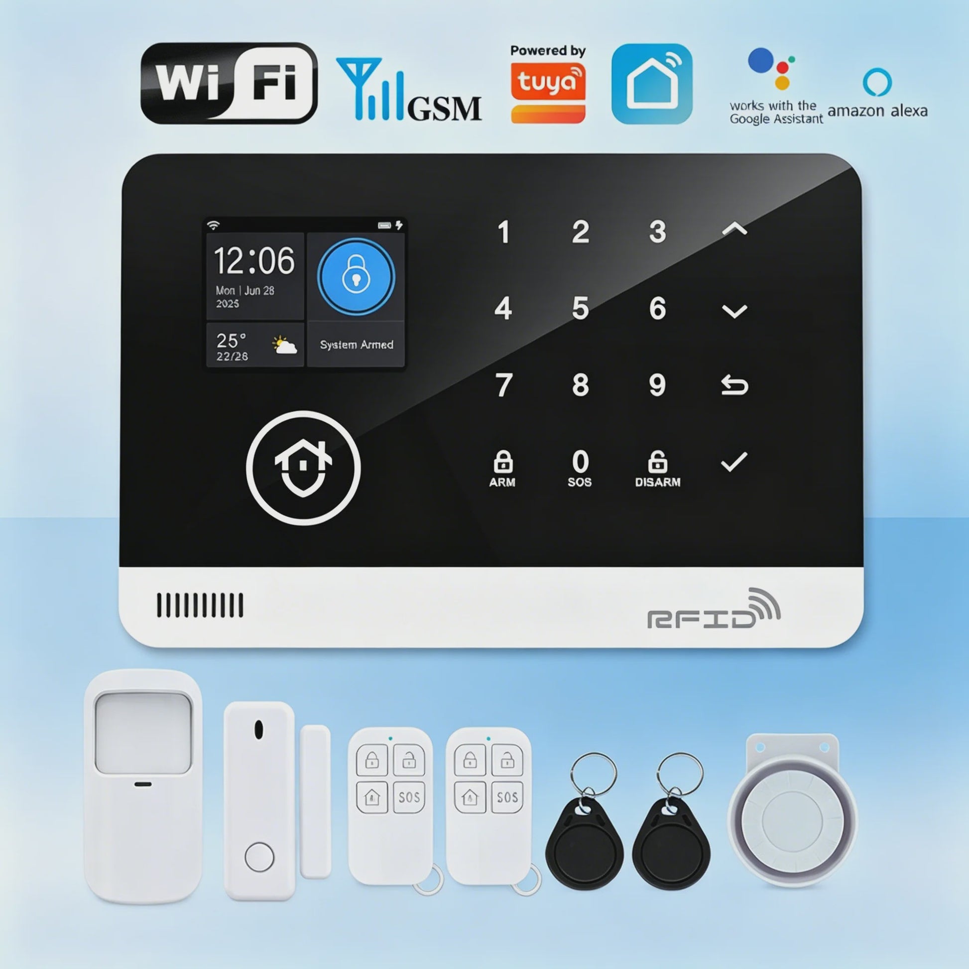 Slim Home Alarm Systeem met WiFi/GSM, Tuya App & 120dB Sirene