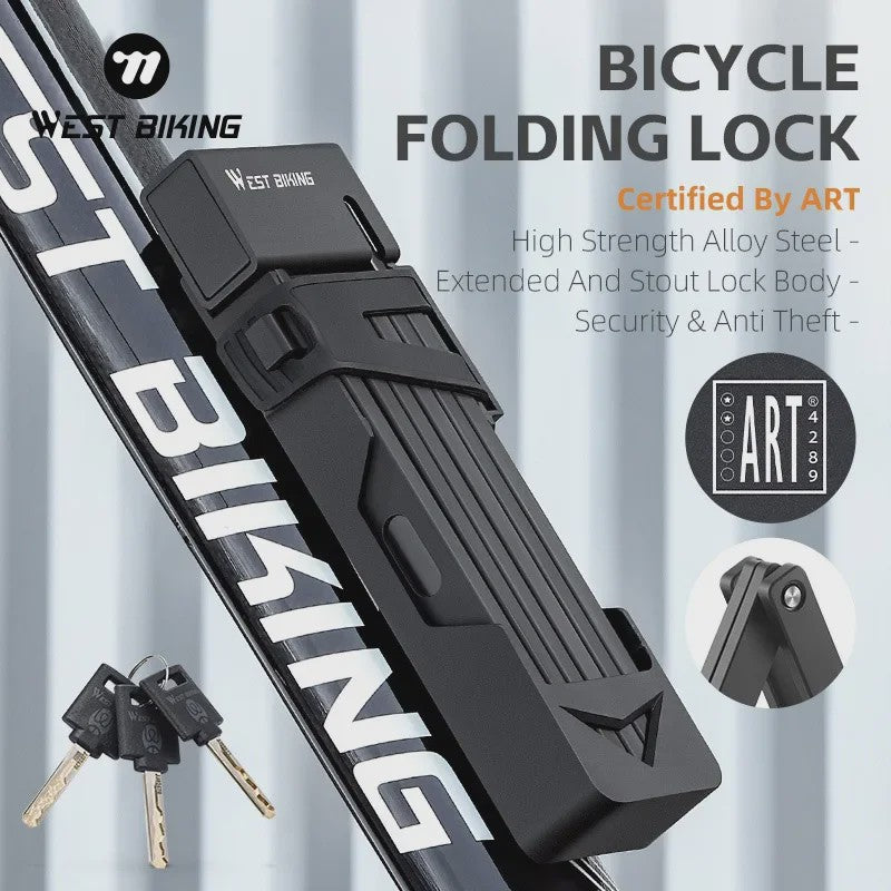 WEST BIKING Vouwbaar Fiets- en Motorslot - Sterke Beveiliging met ART Keurmerk