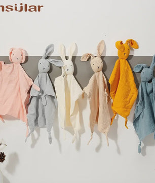 Zacht Muslin Baby Knuffeldoekje met Konijn - Comfort & Slaapmaatje voor Pasgeborenen