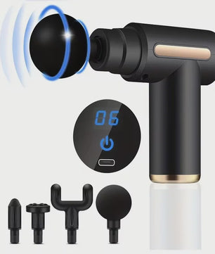 Draagbaar Massagepistool met LED Touchscreen en 4 Opzetstukken