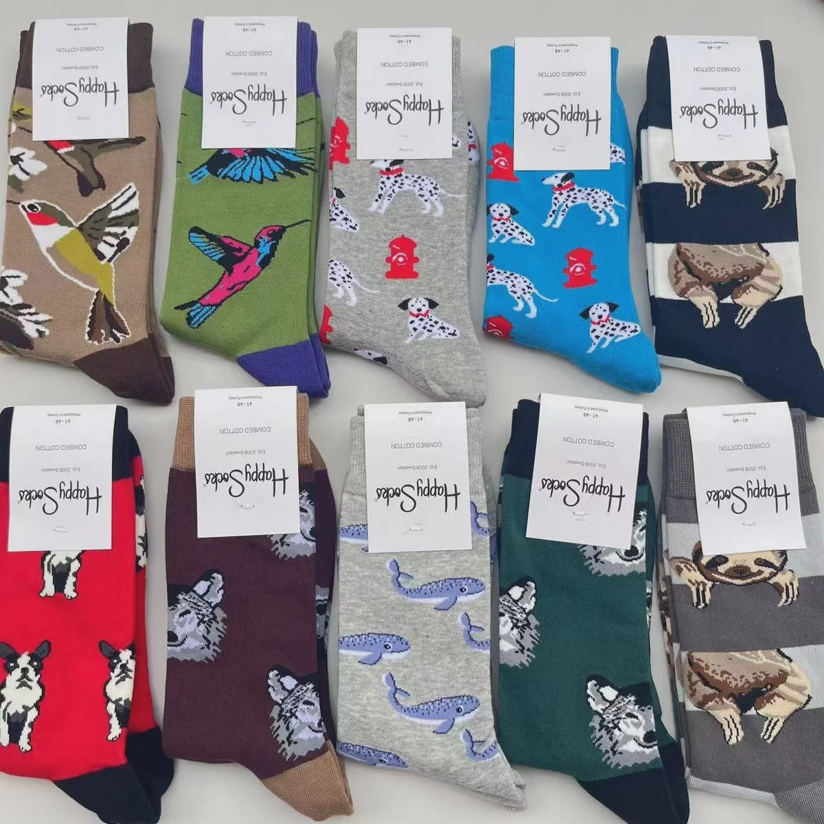 Happy Socks Heren Mid-tube Sokken - Pure Katoen, Klassiek Comfort - Maat 41-46