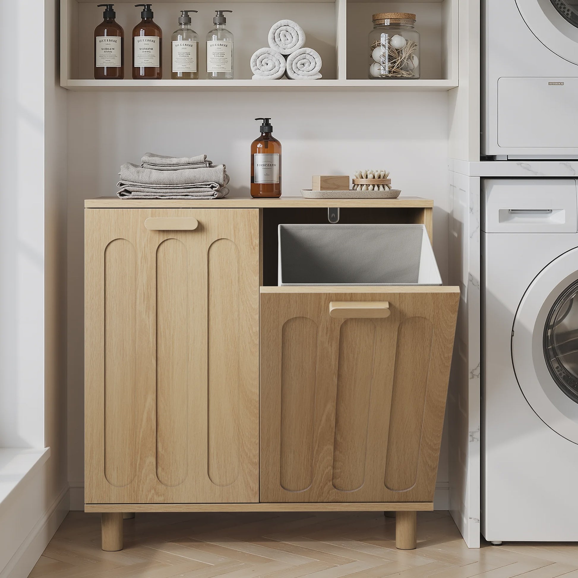 Modern Minimalistisch Opbergkastje met Verborgen Opbergruimte - Multifunctioneel voor Badkamer & Wasruimte