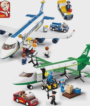 Bouwstenen Vliegtuig Set: Vrachtvliegtuig & Luchtambulance - Educatief Speelgoed