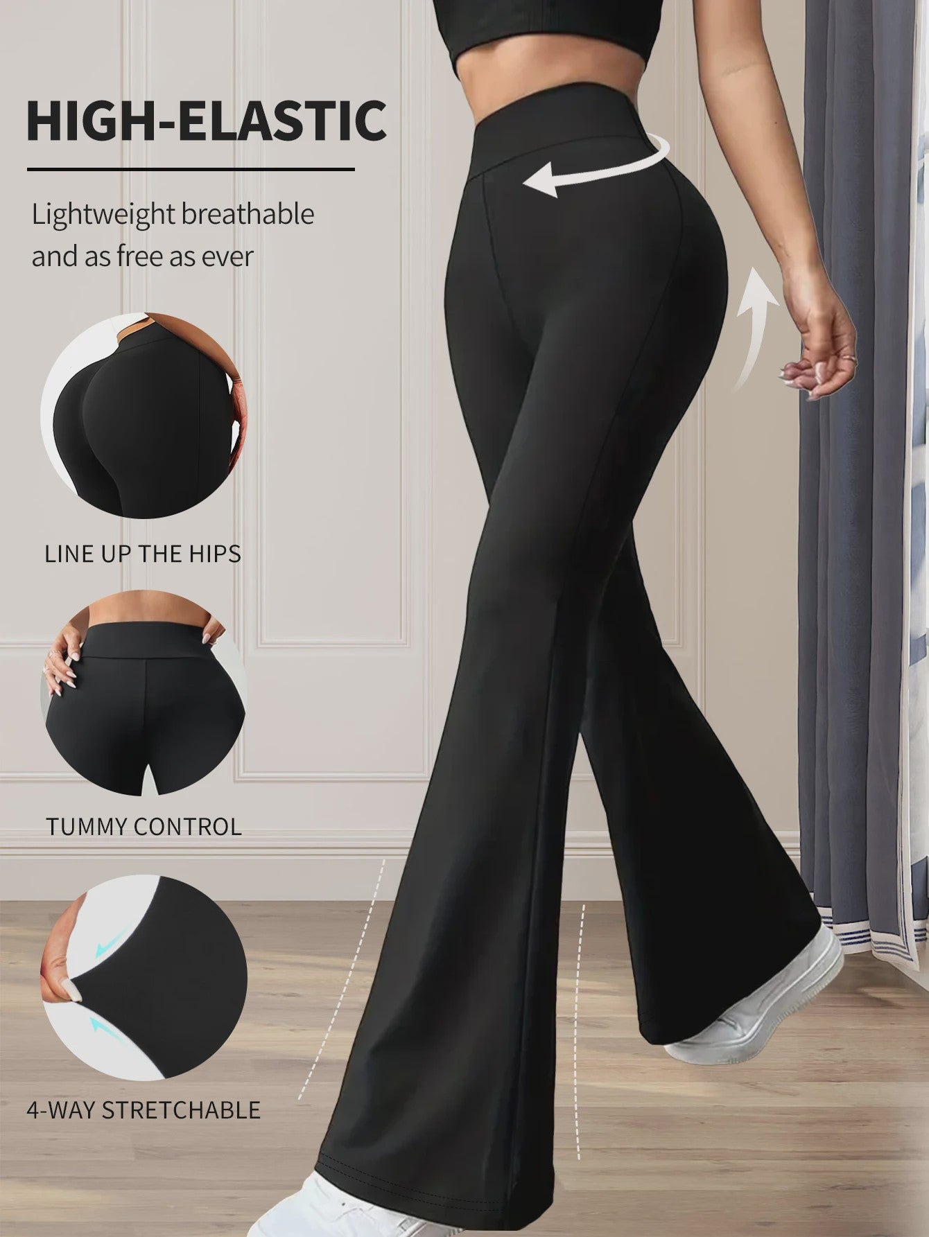Dames Flare Broek Hoge Taille Zwart - Stijlvol & Comfortabel