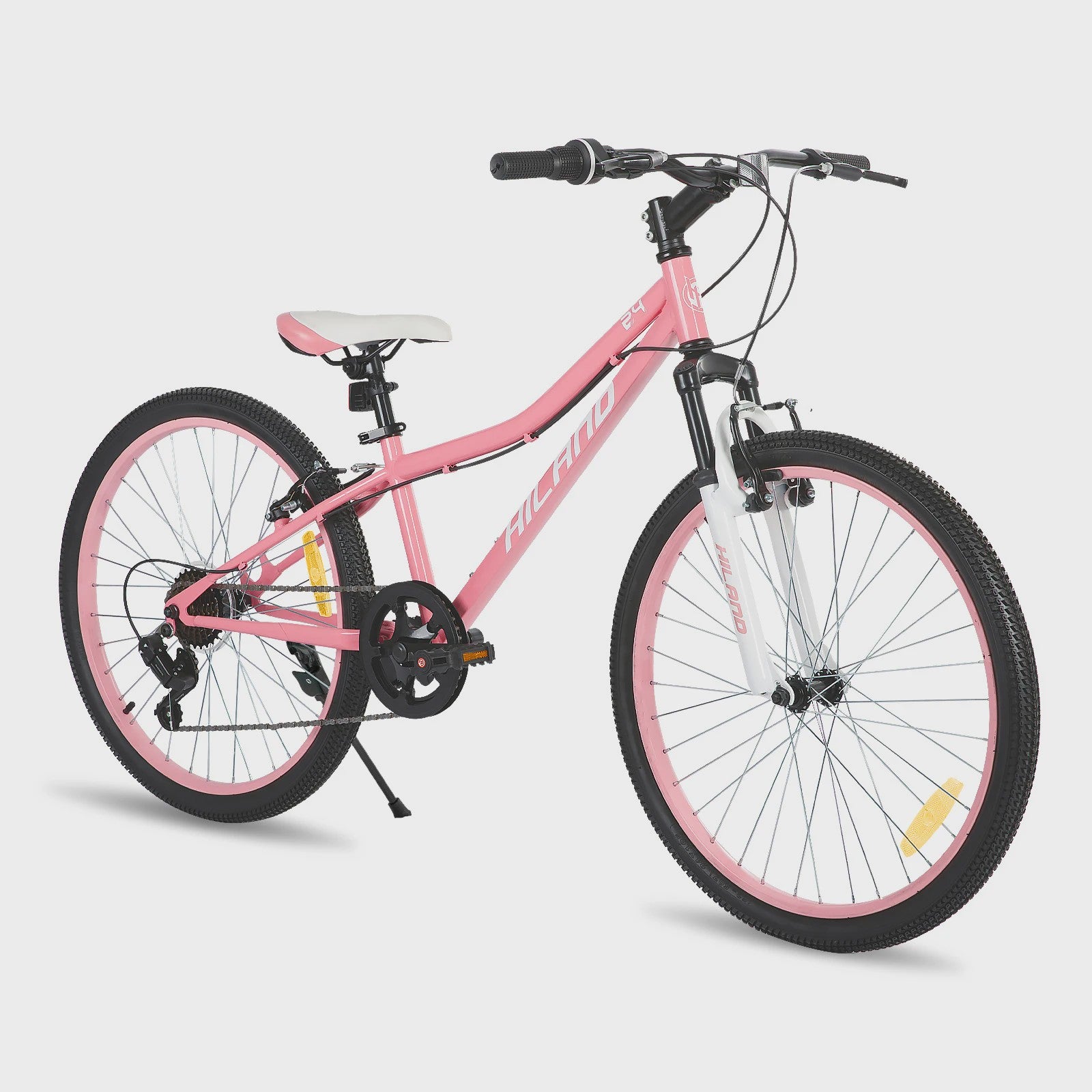 Hiland 24 Inch Kinder Mountainbike met Voorvering - Fiets voor Jongens & Meisjes (7-15 jaar)