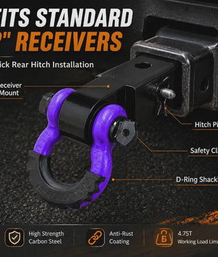 Heavy Duty Trekhaak Adapter met Paarse Slagpen - 4750KG Capaciteit