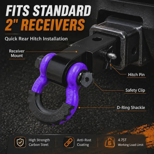 Heavy Duty Trekhaak Adapter met Paarse Slagpen - 4750KG Capaciteit