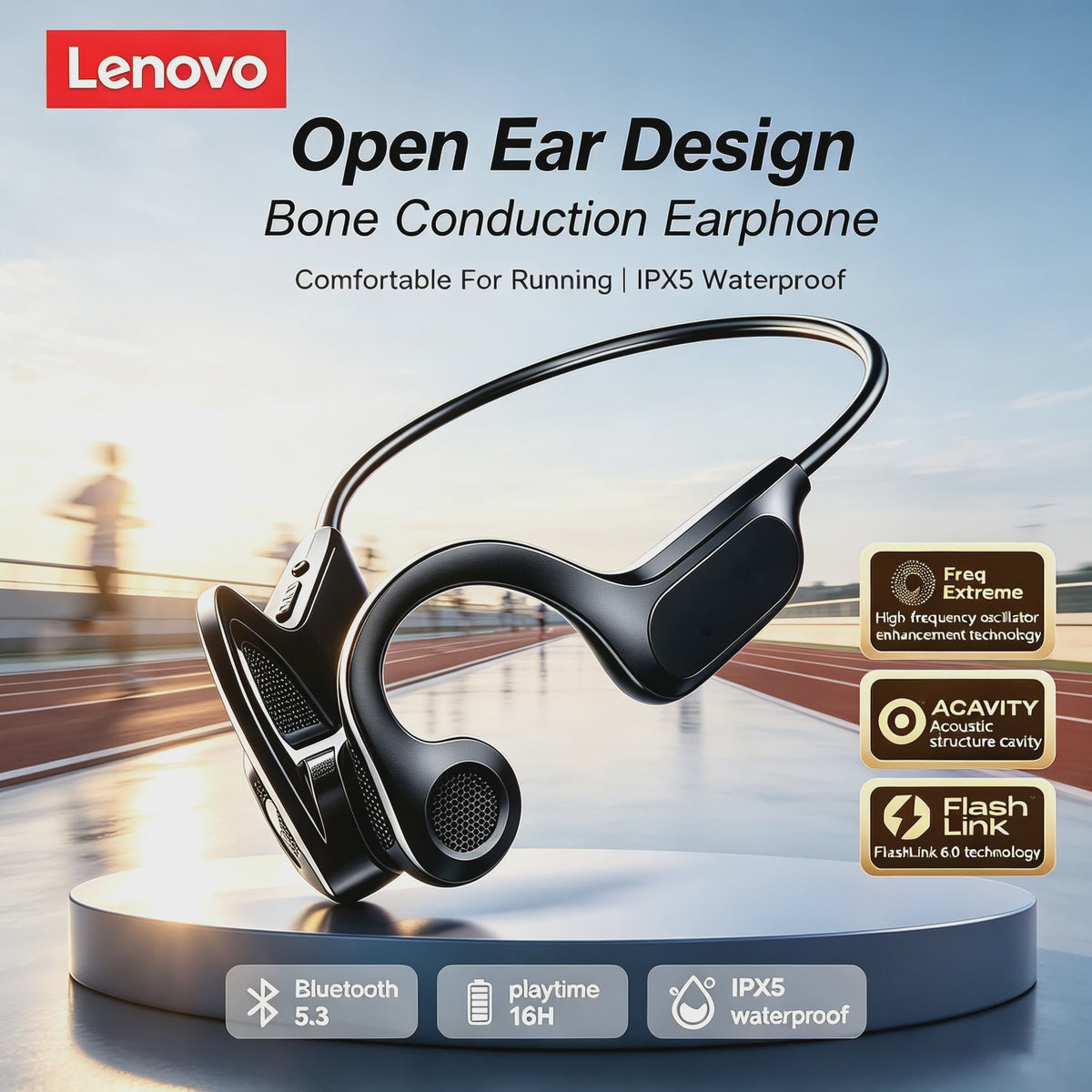 Lenovo X7 Bone Conduction Oordopjes: Draadloos, Sport, Zwemmen, Bluetooth 5.2 met Microfoon