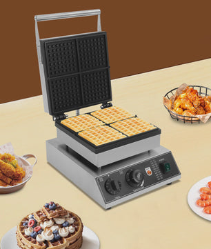 Professionele Wafelijzer 1750W - 4 Wafels Tegelijk - Instelbare Temperatuur 50-300°C