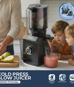 ROUNY Slow Juicer: Filter-Free Cold Press met Extra Brede 130mm Invoer & Eenvoudige Reiniging