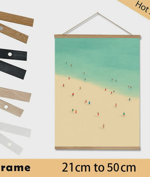 Magnetische Poster Hanger Frame van Teak Hout (21-50cm) - Wanddecoratie Ophangsysteem