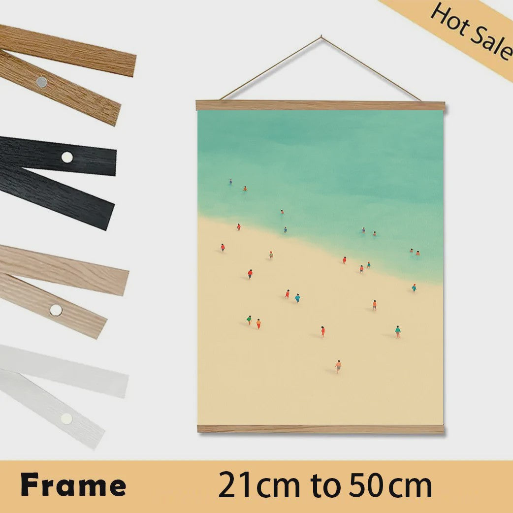 Magnetische Poster Hanger Frame van Teak Hout (21-50cm) - Wanddecoratie Ophangsysteem