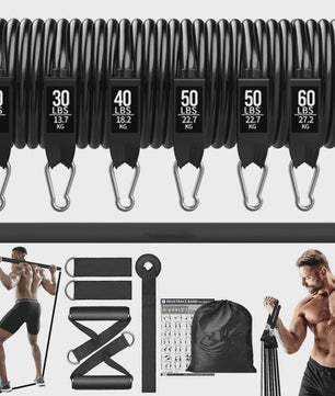 Fitness Bar met Weerstandsbanden: Complete Set voor Thuis & Pilates/Yoga Training